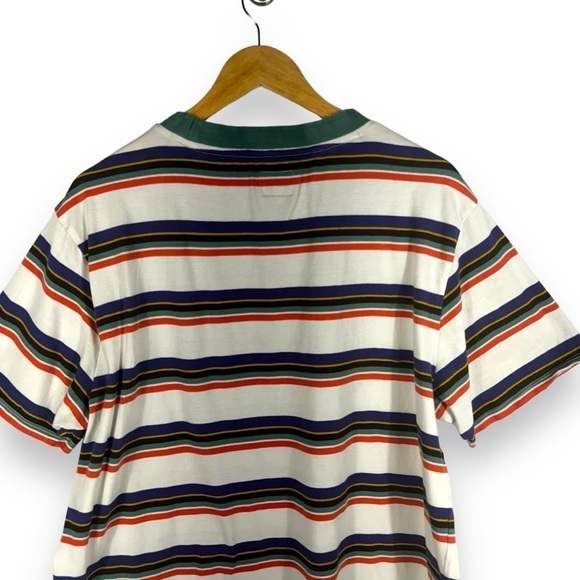 Guess Vintage 90s Embroidered Spell Out Striped Dylan Tee, Multicolor, Size L - Picture 11 of 12